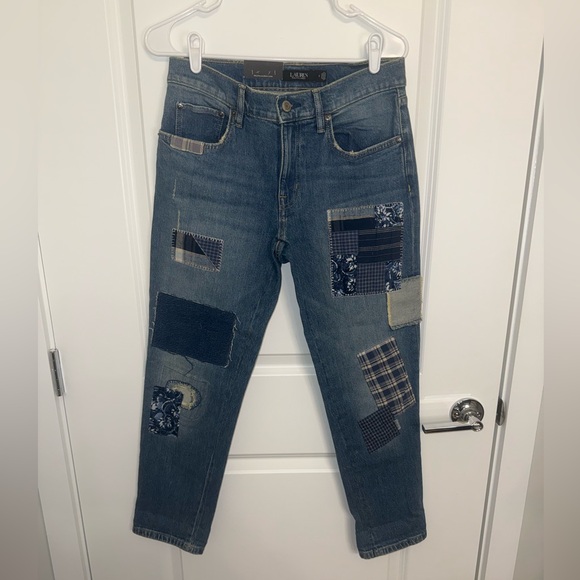 Ralph Lauren Denim - Ralph Lauren Blue Patchwork Straight Leg Jeans NWT Size 2